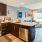 a kitchen with a large open counter
