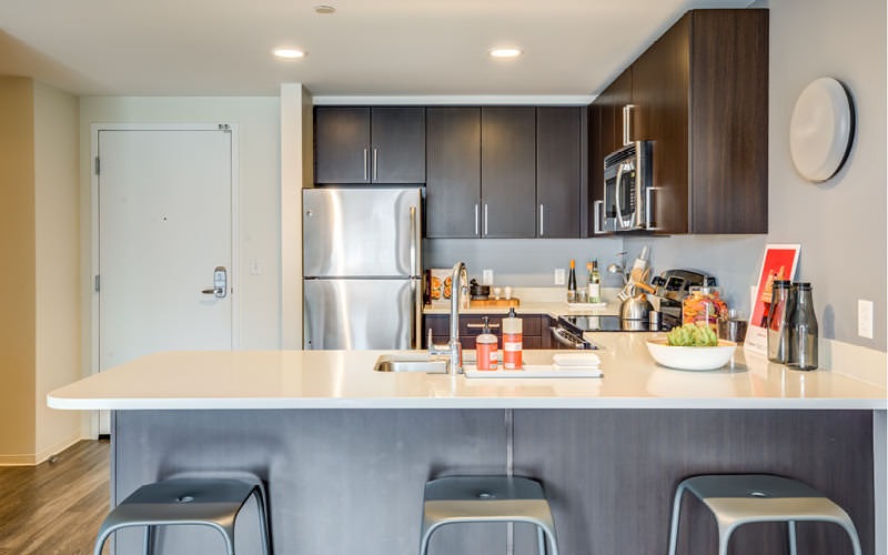 stools at kitchen counter