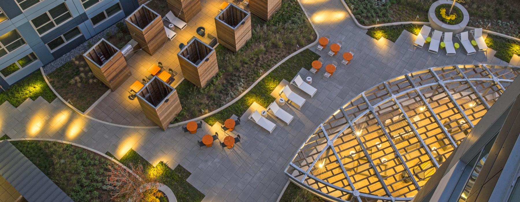 overhead shot of courtyard