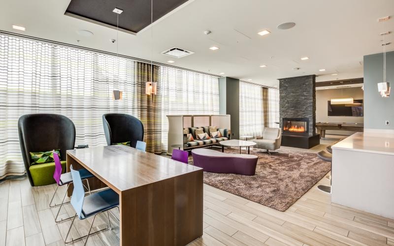 spacious clubhouse with ample lighting throughout