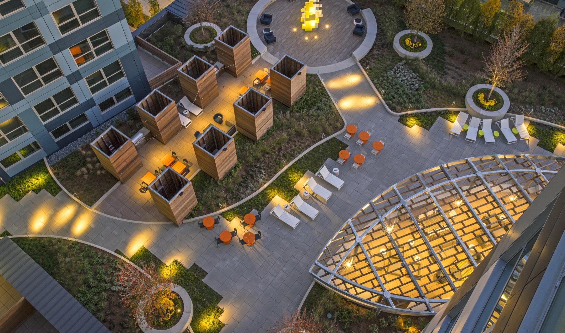 overhead shot of courtyard
